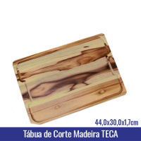 Tabua de Corte Carne Churrasco em Madeira TECA (44x30x1,7cm) - 143075