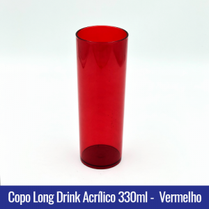 COPO ACRILICO LONG DRINK VERMELHO TRANSLUCIDO