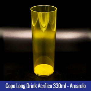 COPO ACRILICO LONG DRINK AMARELO TRANSLUCIDO