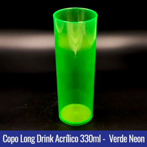 COPO ACRILICO LONG DRINK VERDE NEON TRANSLUCIDO