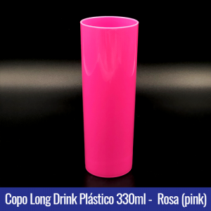 COPO PLASTICO LONG DRINK ROSA PINK LEITOSO