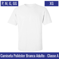 Camiseta Branca 100% Poliéster Adulto | Tamanho P ao XG - Ref. 94701 à 94705