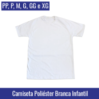 Camiseta Branca Infantil 100% Poliéster | Tamanho PP ao XG - Ref. 94714 à 94718