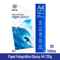 Papel Fotografico GLOSSY A4(BRILHANTE) 135g (PCT C/20)