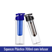 Squeeze Plástico 700ml com INFUSOR - TAMPA AZUL ou PRETA - Ref. 1019143