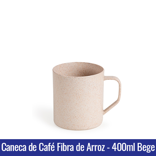 Caneca de Café FIBRA DE ARROZ - 400ml - BEGE - Ref. 1402