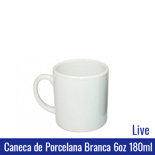 Caneca de Porcelana BRANCA 6oz 180ML (mini) - LIVE - Ref. 90990