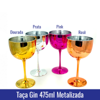 Taça de GIN 475 ml - METALIZADA - Ref. 1327 dorada, pink, rose e prata