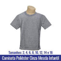 camiseta cinza mescla infantil poliester