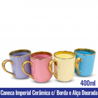 caneca imperial sublimatica borda e alça dourada